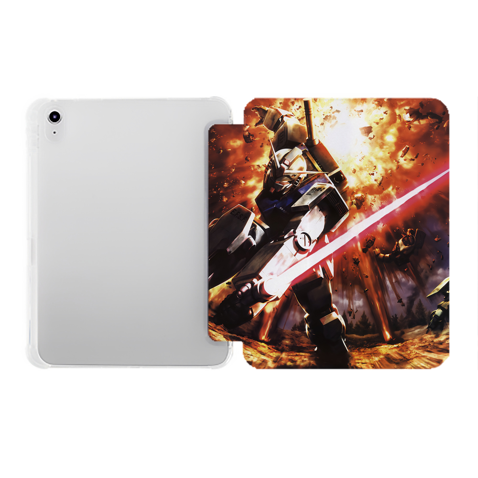 （画像用） 機動戦士ガンダム Mobile Suit Gundam IPad ケース ペン収納付き 三つ折りスタンド PUレザー×シリコン 対応機種9.5/10.5/10.9インチ